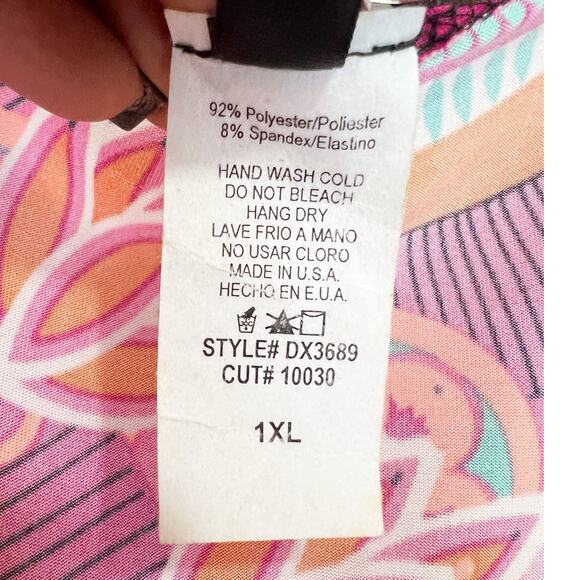 Uptown USA Floral Bohemian Tie Waist Faux Wrap Maxi Sun Dress Multicolor Size 1X - Picture 7 of 7